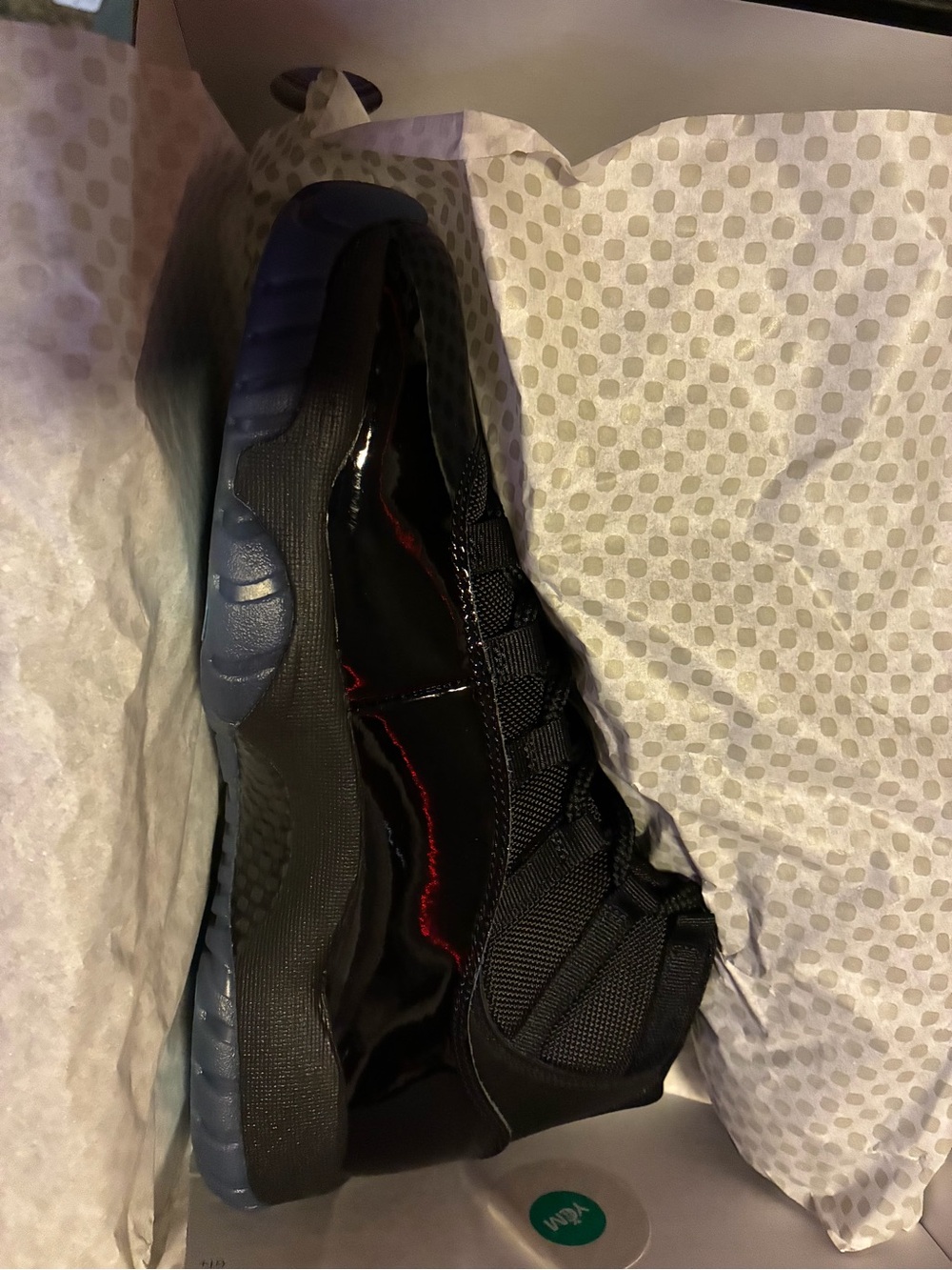 Jordan Men's Black Patent Low-Top Sneakers with Icy Blue Outsole